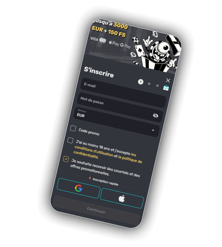 Création de compte InkyBet